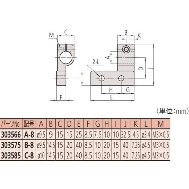 C-8 マイクロメータヘッド取付金具 Mitutoyo(ミツトヨ) ミツトヨ品番303585   C-8