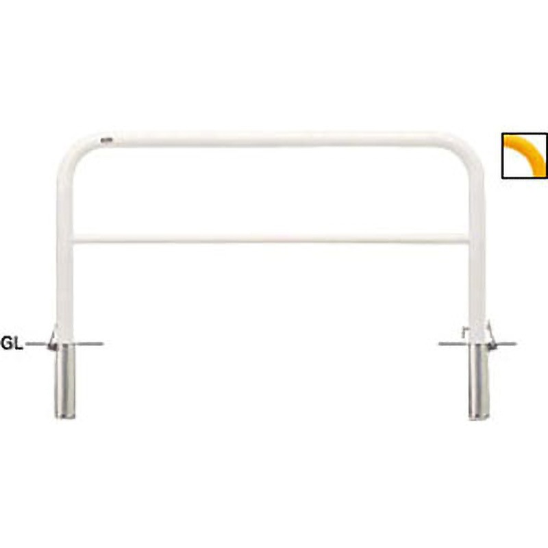 サンポール　アーチ　車止め　差込式カギ付（スチール）　白色　　FAH-7SK15-650(W)　453-0501 サンポール スチール製 アーチ型車止め 差込式カギ付 φ60.5（t2.8