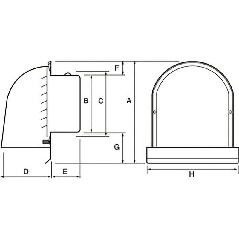 (12個入) 宇佐美工業 UK-UZEV150Y-HL ステンU型フード付ガラリ（強制給排気用） 宇佐美工業 ステンレス製U型フード付ガラリ φ150 強制換気用