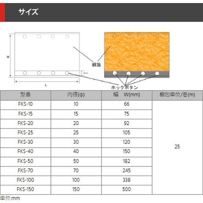 FKS-25-25 シールドチューブ(銅箔ホックボタン式) デンカエレクトロン