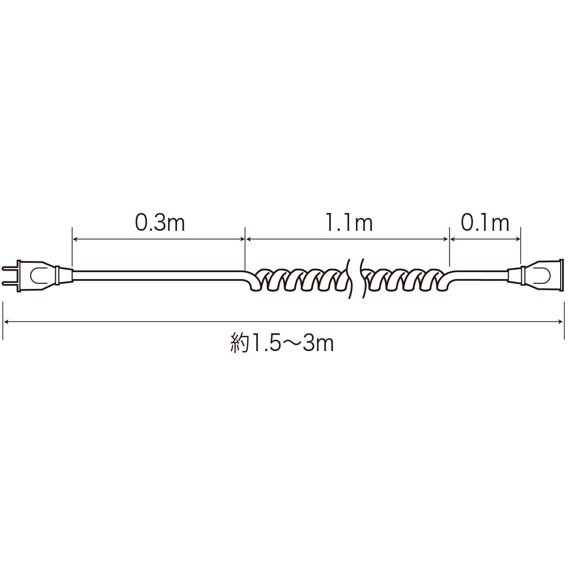TAP-EXC3 カール電源延長コード サンワサプライ 1口 耐トラッキング