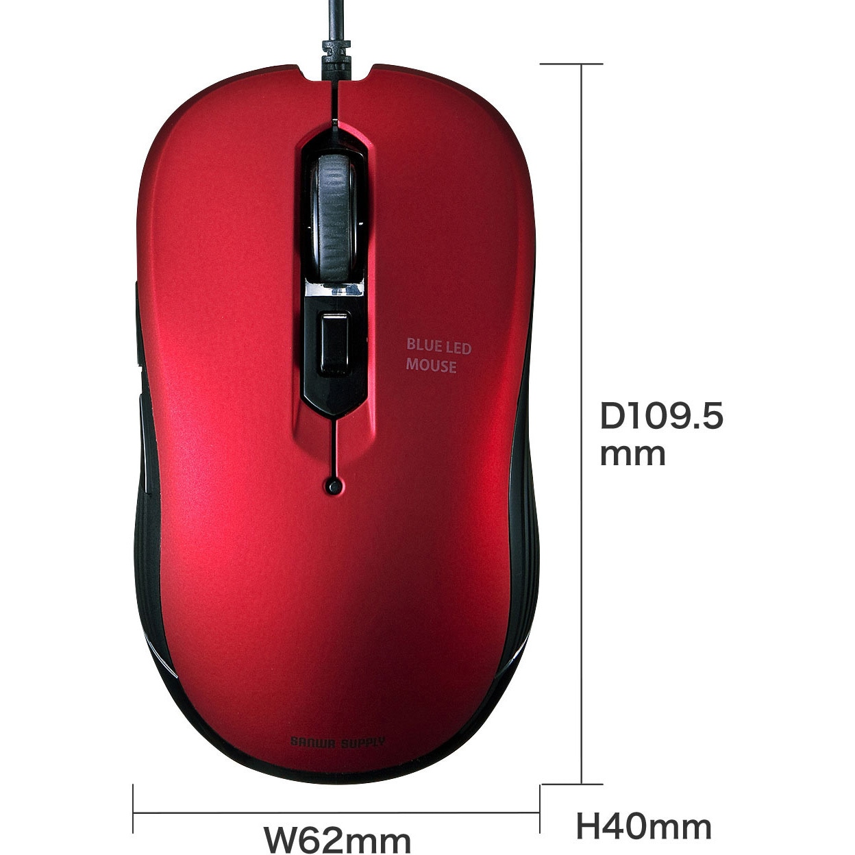 MA-BL114R 有線ブルーLEDマウス サンワサプライ 5ボタン