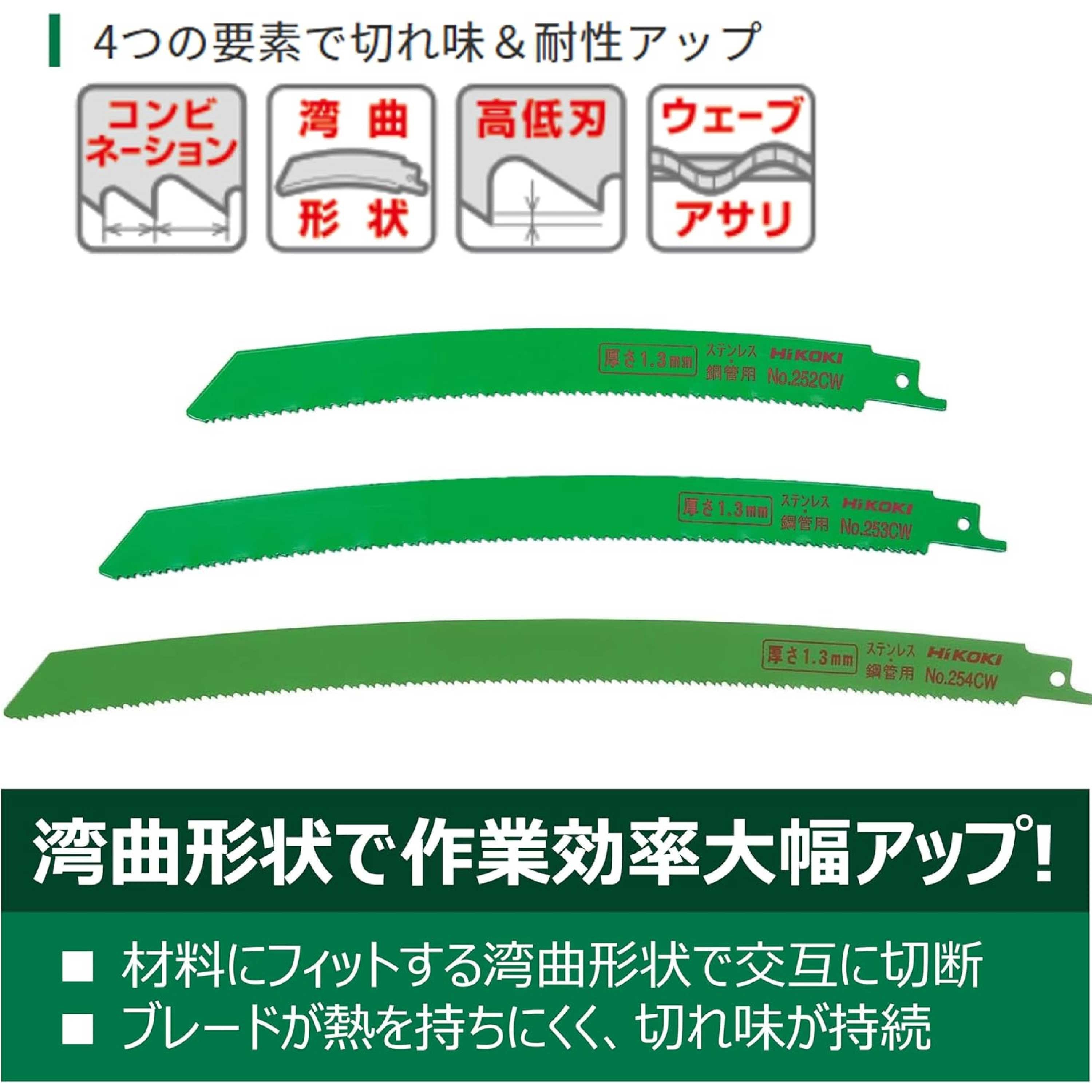 No.254CW セーバーソーブレード 湾曲ブレード重作業向け 高速切断可能