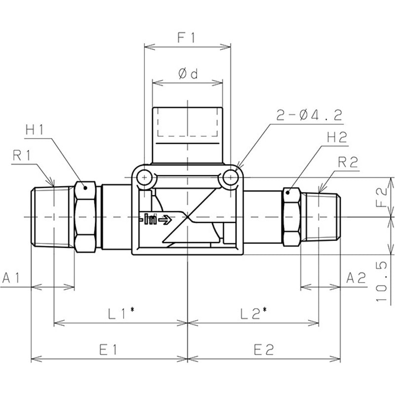 HV02-02 ハンドバルブ ニップル 3方弁 PISCO(ピスコ) 管接続口径1/4
