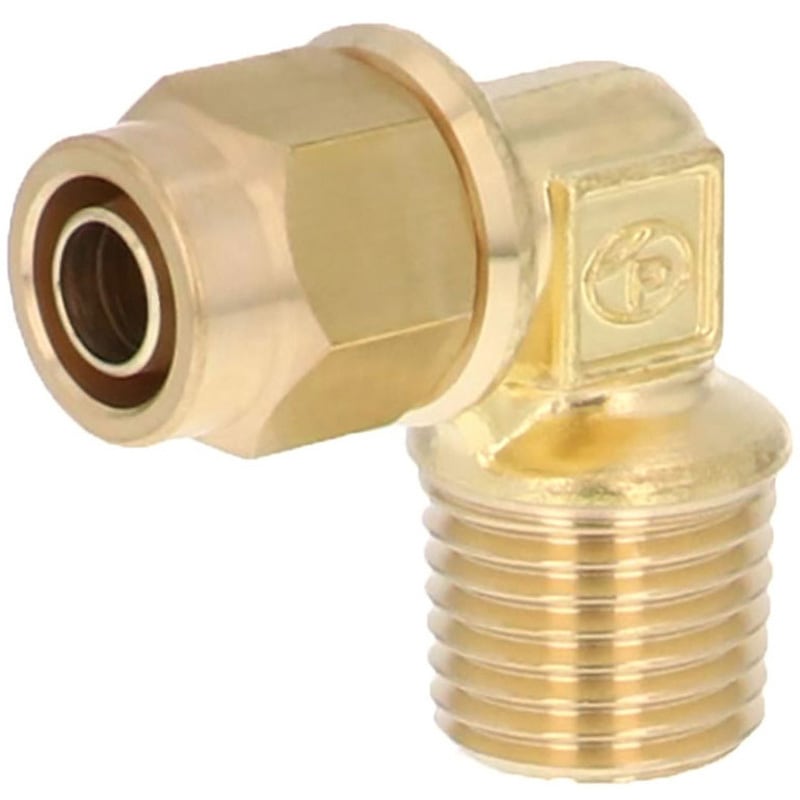 NKL0860-02 ブラス製締付継手 エルボ PISCO(ピスコ) R 耐スパッタタイプ 識別溝/無し チューブ外径8mm 1袋(10個) NKL0860-02