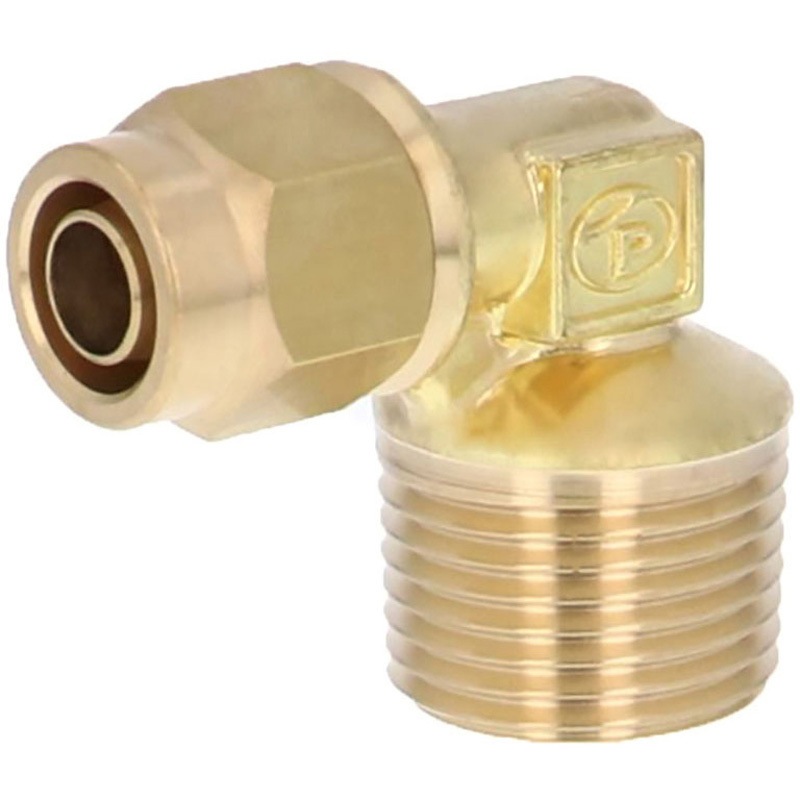 NKL0860-03 ブラス製締付継手 エルボ PISCO(ピスコ) R 耐スパッタタイプ 識別溝/無し チューブ外径8mm 1袋(10個) NKL0860-03