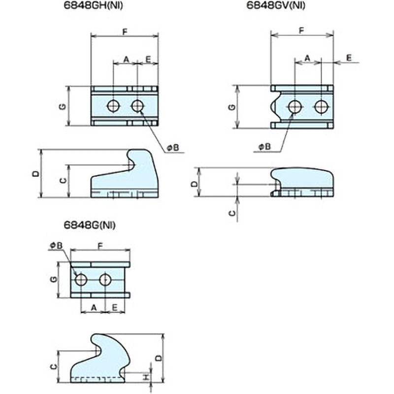 トグルフッククランプ6848V ナベヤ 6848VNI-4 (61-7093-24)