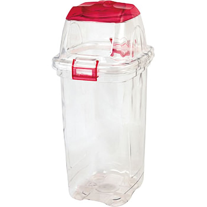 DS-459-045-2 透明エコダスター#45 テラモト 本体+フタ 分別用 オープン式 一般用 透明+レッド   DS-459-045-2 8,089円