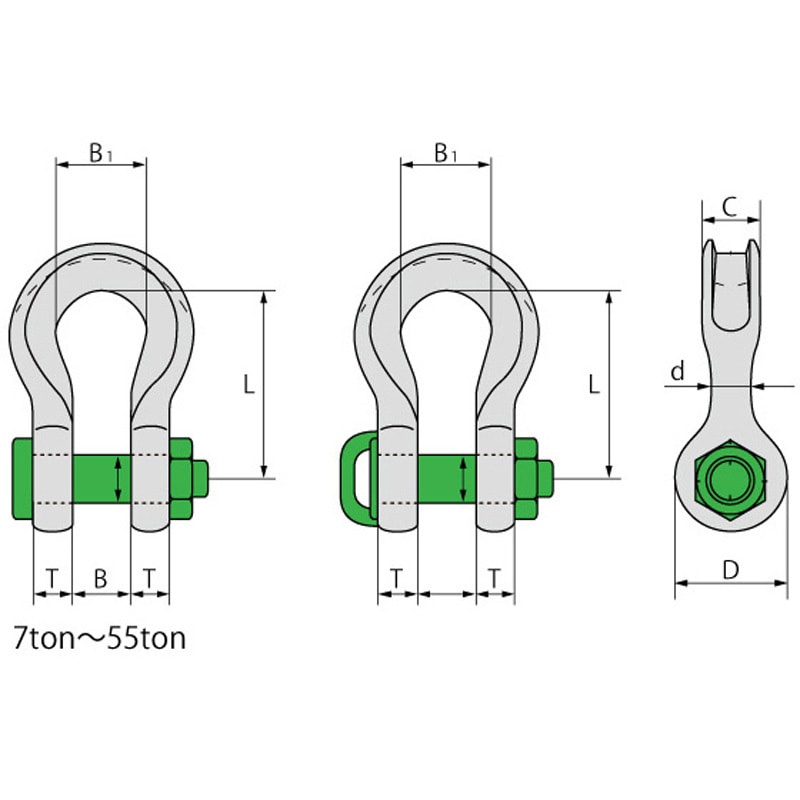 VBSL-40 グリーンピンスリングシャックル 大洋製器工業 荷重40t VBSL-40 - 【通販モノタロウ】