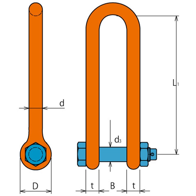TSL-7T 強力長シャックル タフスリム 大洋製器工業 荷重7t TSL-7T