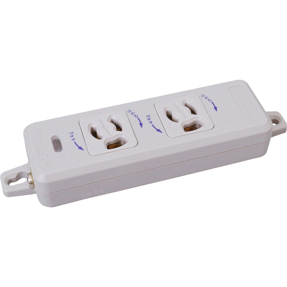 MR7902-N 横形OA用抜け止め接地タップ2コ口 ランプ、マグネット付