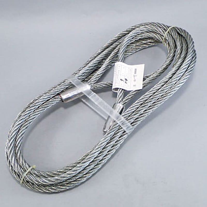 玉掛け　両端編込メッキワイヤ6X37G/O　径38mm　最短長3.08m　玉570mm 玉掛け 両端シンブル付き 編込メッキワイヤー6×37G⁄O 径6mm 長さ