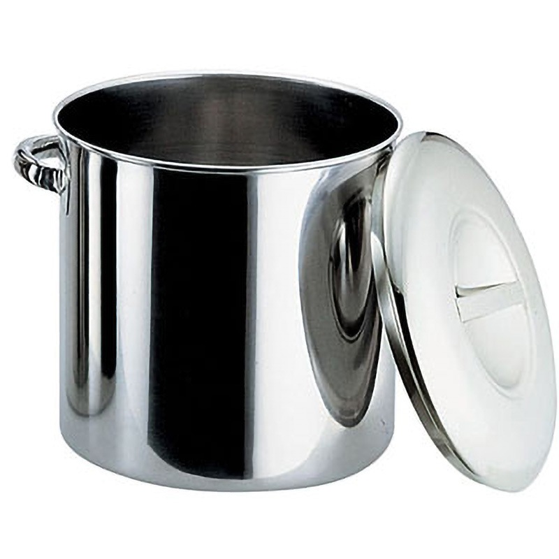 エコクリーン18-8内蓋式キッチンポット (手付) 仔犬印(本間製作所) 容量21L 呼び寸法30cm