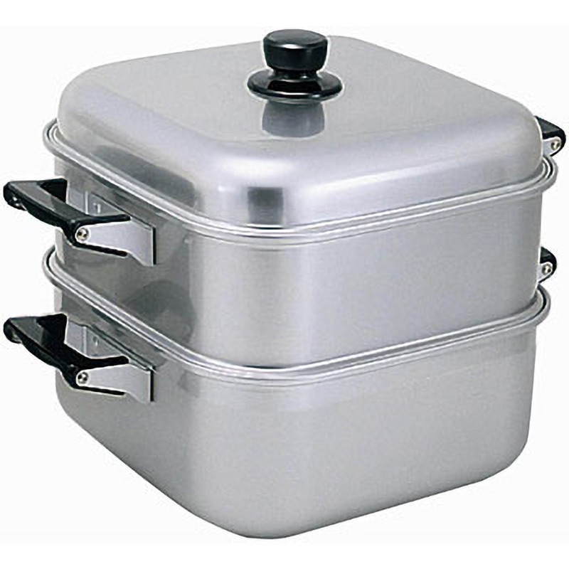 アルマイト角型蒸器 一重 アカオアルミ 2段 サイズ36cm