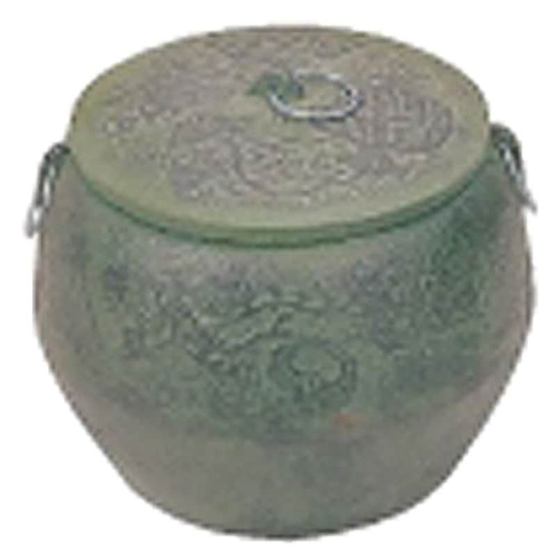 【未使用】東伸販売 緑色の鋳鉄製 宝火消 火消し壺 中 茶釜 茶道 骨董 鉄鋳物 火消し壺 1個 東伸販売 【通販モノタロウ】