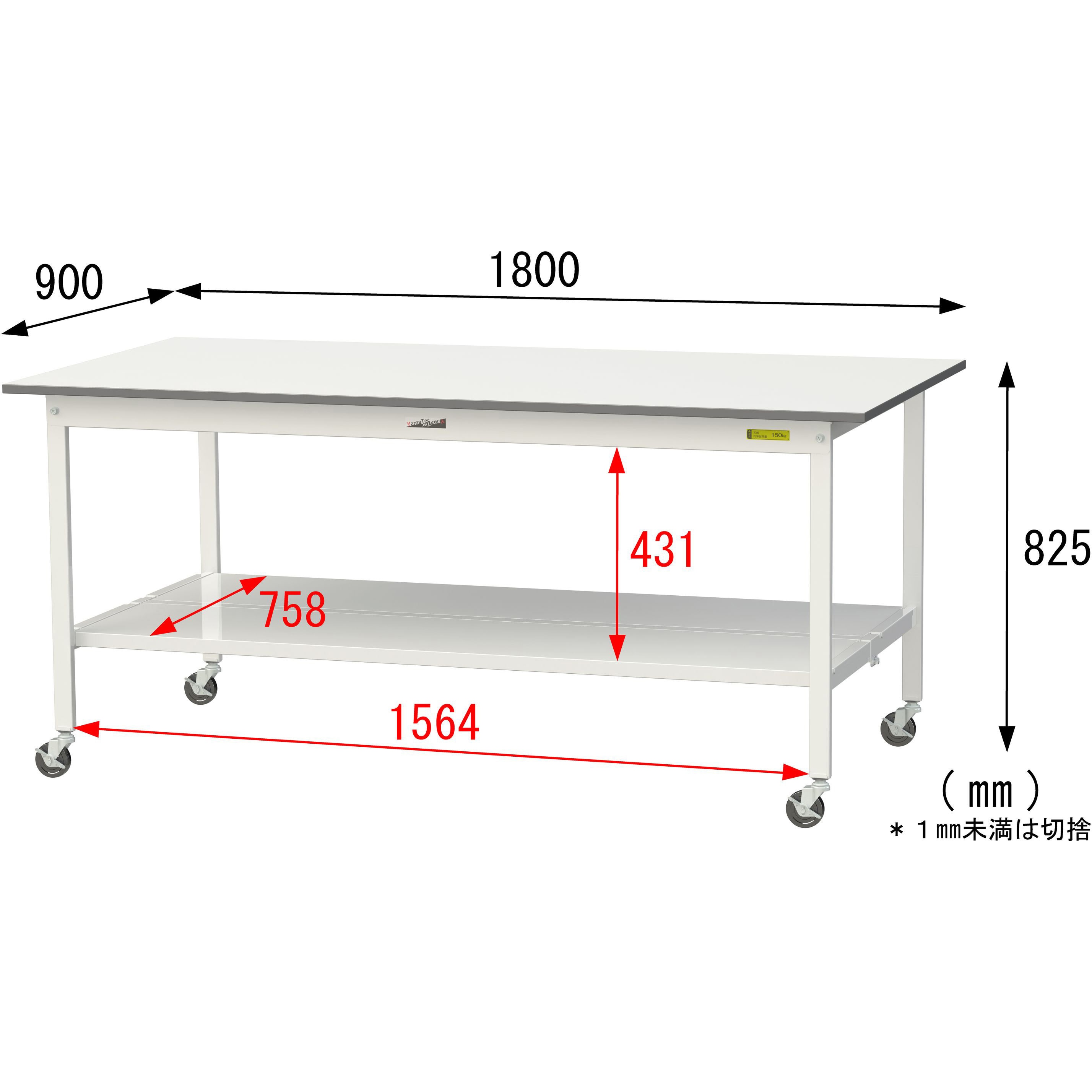 SUPC-1890TT-WW 軽量作業台/耐荷重128kg_移動式_全面棚付_ワーク