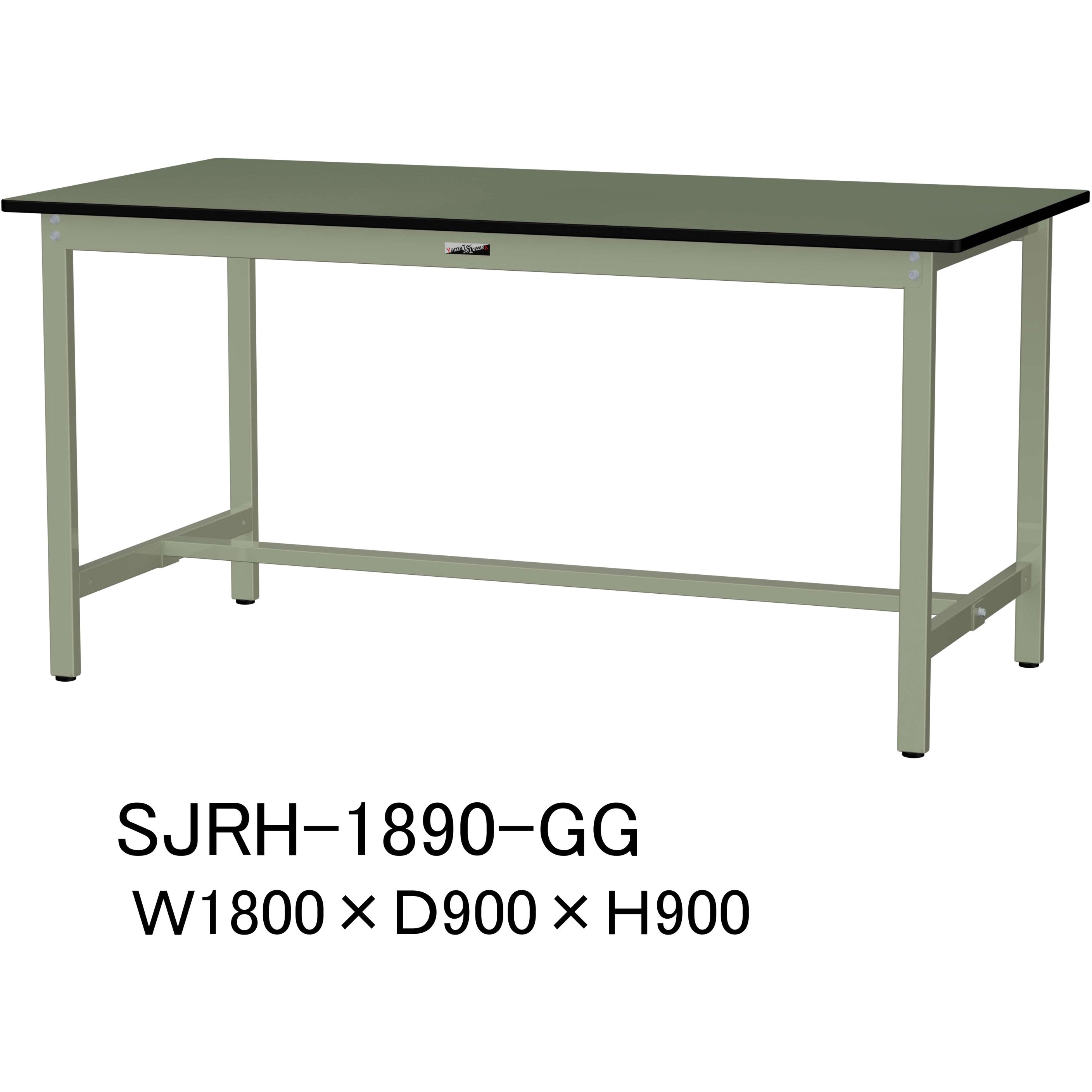 SJRH-1890-GG 中量作業台/耐荷重500kg_固定式H900_塩ビシート天板_ワークテーブル500シリーズ 山金工業 塩ビシート張り製天板 アジャスター付き グリーン 間口1800mm奥行900mm  SJRH-1890-GG