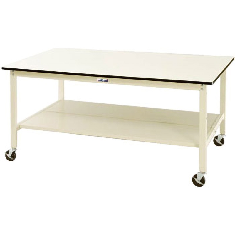 SWPWC-1812TT-II 軽量作業台/耐荷重160kg_ワイドタイプ移動式H856_全面棚板付_ワークテーブル 山金工業 ポリ化粧天板製天板 間口1800mm奥行1200mm  SWPWC-1812TT-II