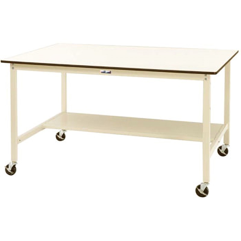SWPWHC-1812T-II 軽量作業台/耐荷重160kg_ワイドタイプ移動式H1016_半面棚板付_ワークテーブル 山金工業 ポリ化粧天板製天板 間口1800mm奥行1200mm  SWPWHC-1812T-II
