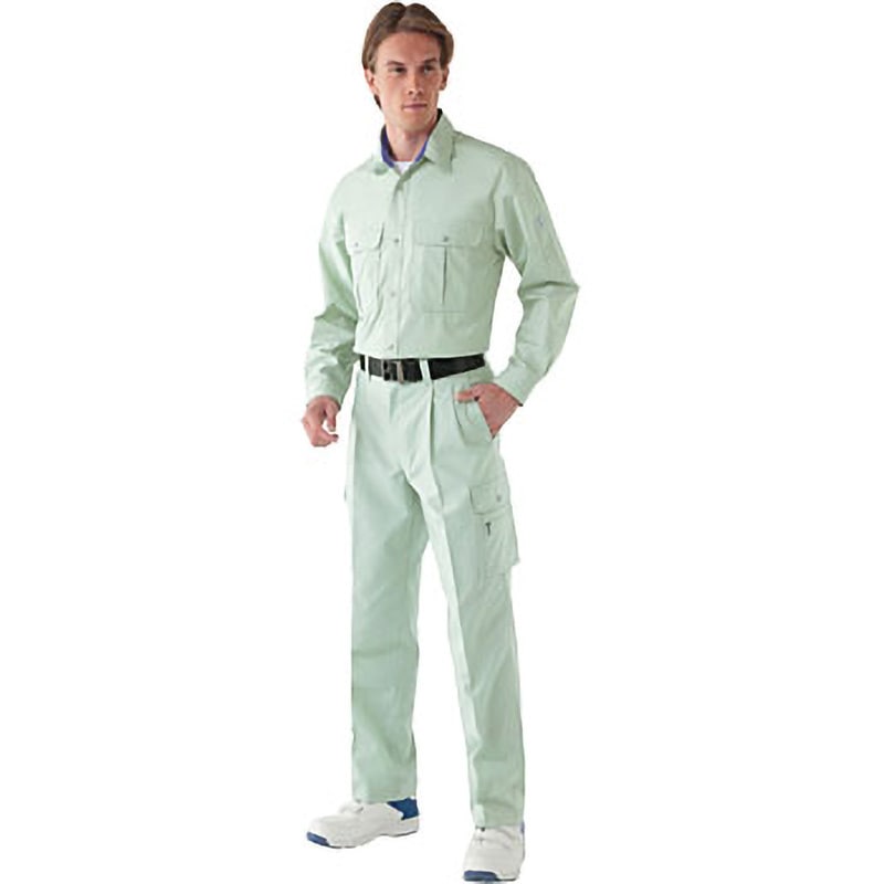 34004 34004 形態安定長袖シャツ(年間用) 自重堂 SSPディオナポプリン スモークグリーン色 L着丈75cm