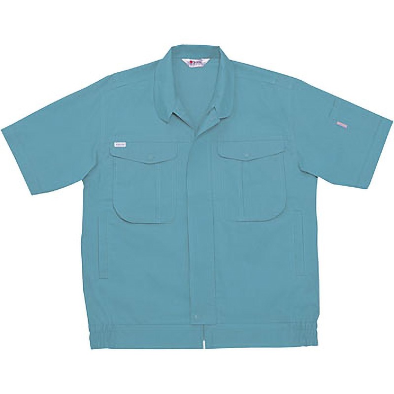 44510 44510 製品制電半袖ブルゾン(春夏用) 自重堂 サマークール二層トロ ミストブルー色 M着丈62cm