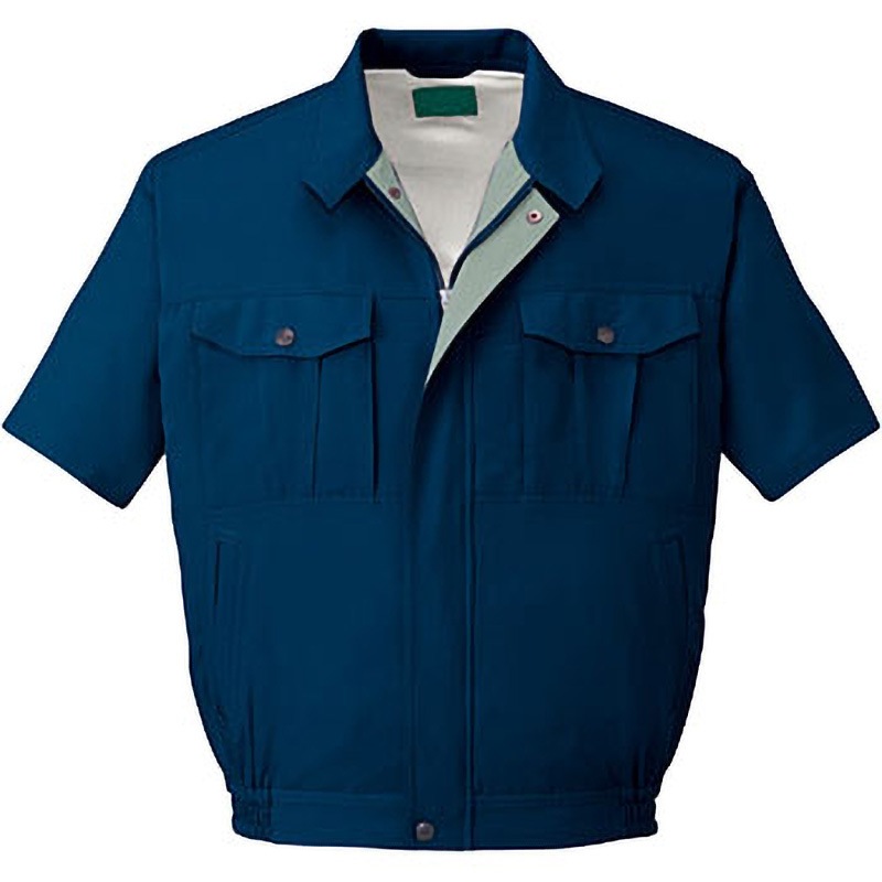 46910 46910 エコ半袖ブルゾン(春夏用) 自重堂 帯電防止素材使用 クララペット裏綿トロ ネイビー色 L着丈66cm