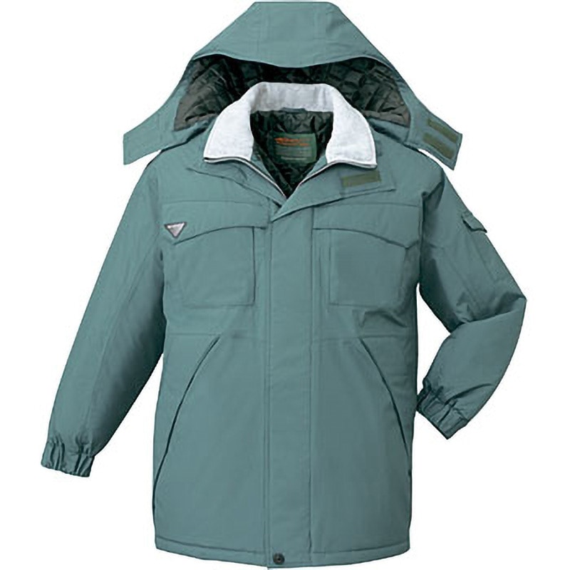 48263 48263 エコ防水防寒コート(フード付) 自重堂 グリーン色 5L着丈88cm