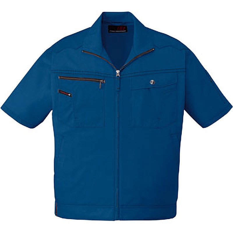 85010 85010 半袖ジャンパー(春夏用) 自重堂 帯電防止素材使用 ソフトバーバリー(減量加工) インディゴブルー色 4L着丈70cm