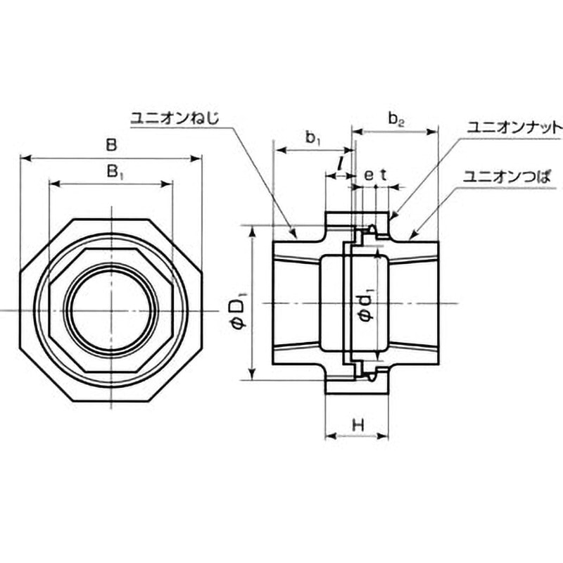 U ユニオン 可鍛鋳鉄製管継手 (白) 日本継手(旧:JFE継手) 呼び径 U ユニオン 可鍛鋳鉄製管継手 (白) 日本継手(旧:JFE継手) 呼び径