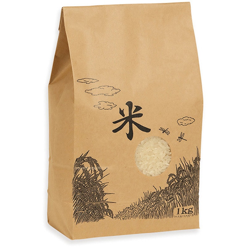 ダイエット米 1kg 紙袋入り 1kg 米テープ 窓付 【袋のみ】 お米袋 1パック(200枚) シモジマ 【通販