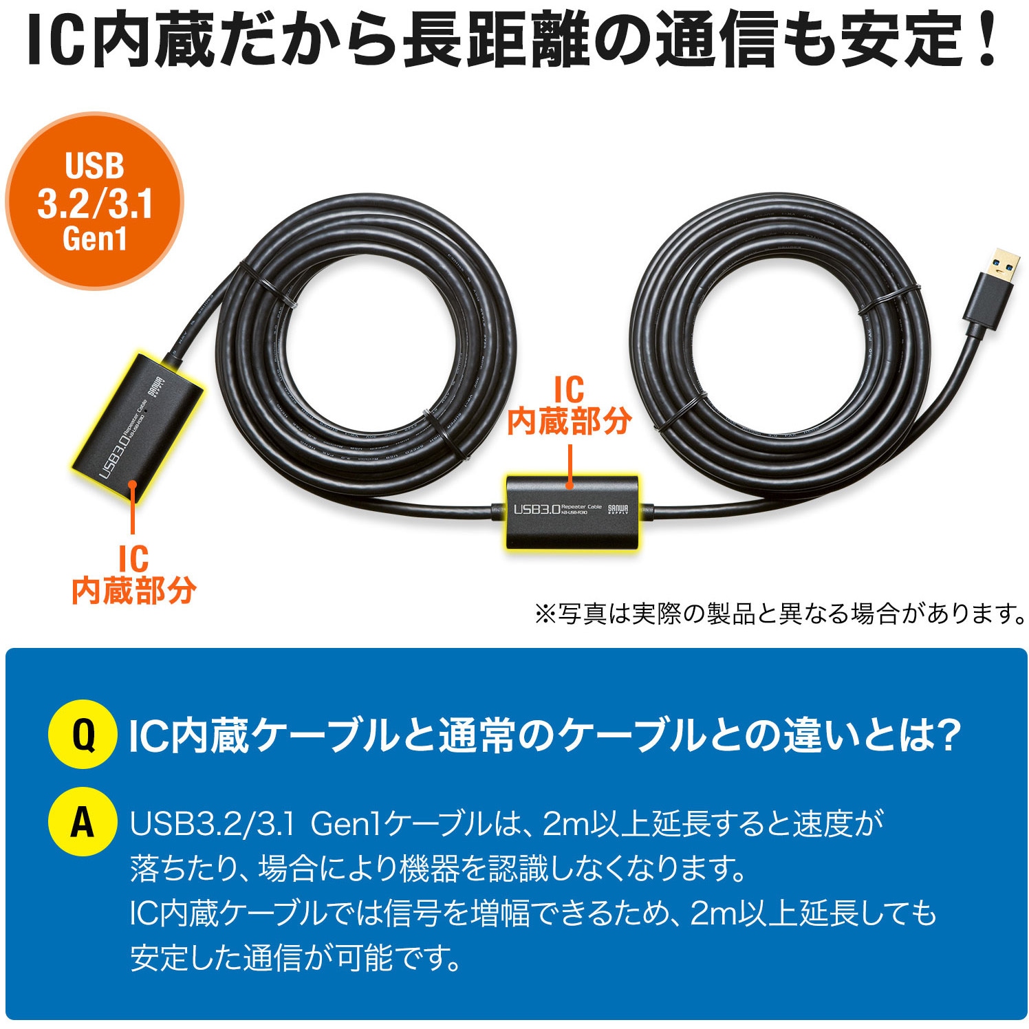 KB-USB-R310 USB3.0アクティブリピーターケーブル10m サンワサプライ