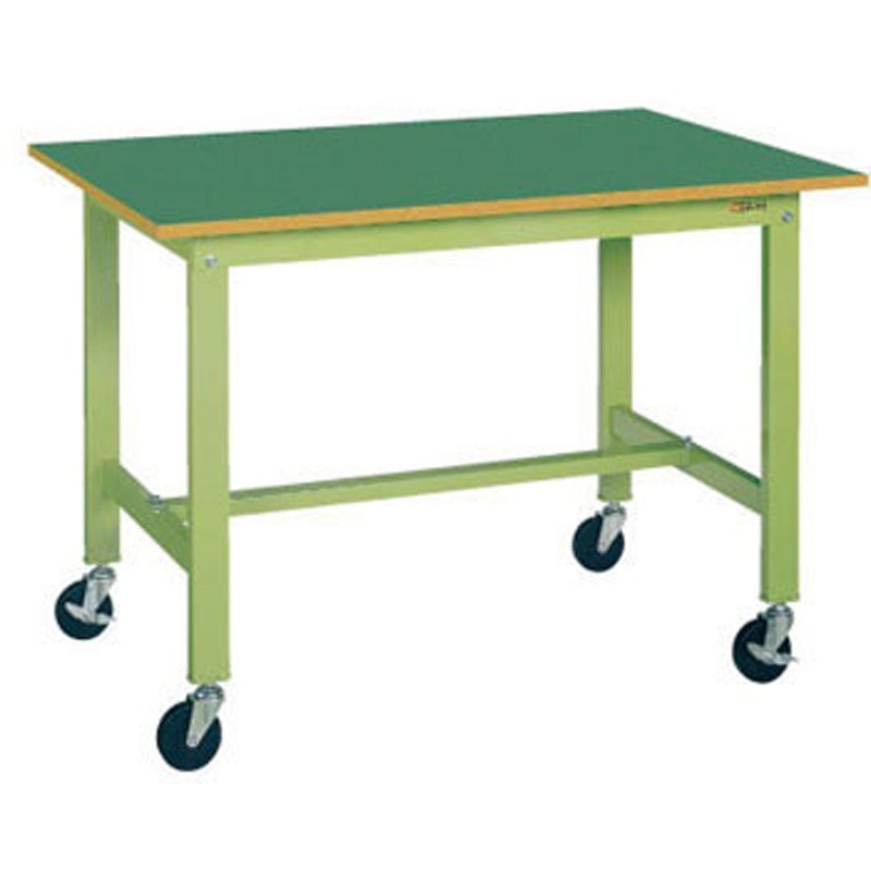 KK-58FB2 軽量作業台(KKタイプ/耐荷重200kg/サカエリューム天板/キャスター付) サカエ グリーン 組立式 間口1500mm奥行600mm高さ840mm  KK-58FB2