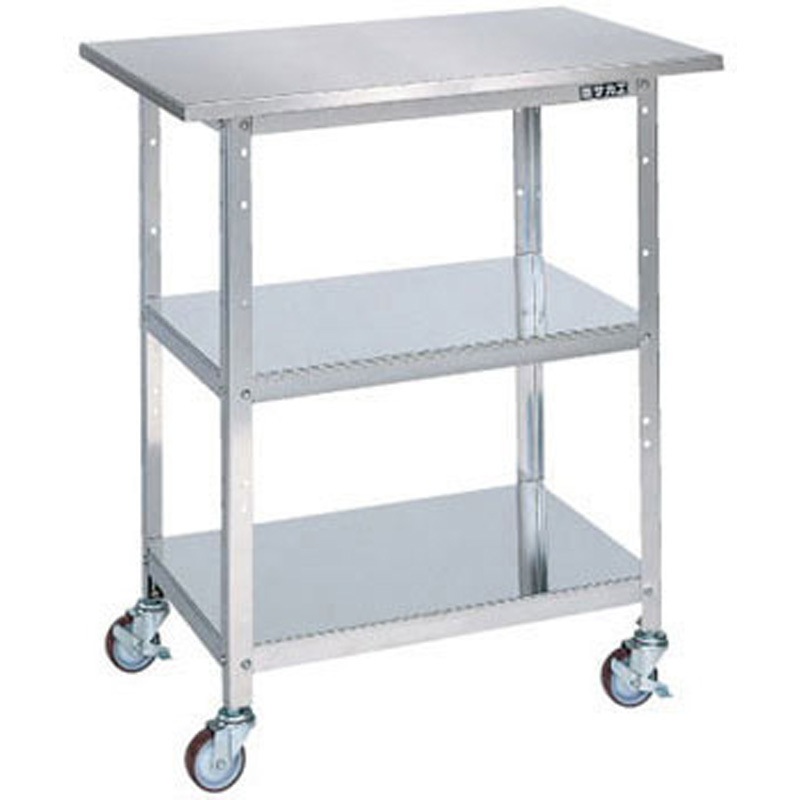 SU-075BS ステンレス 一人用作業台 サカエ 移動式タイプ 材質(天板)SUS304 ステンレス金具キャスター 間口750mm奥行500mm高さ863mm  SU-075BS