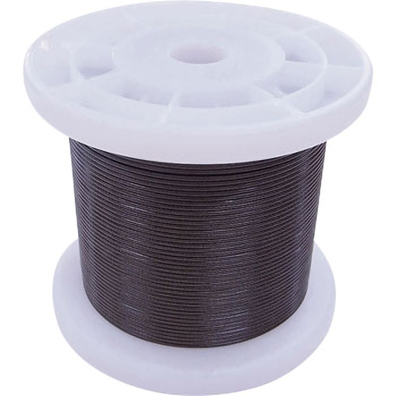 TSY15V-BK コーティングワイヤロープ ニッサチェイン 長さ100m 7×7縒り 黒色 荷重30kg ロープ径1mm 1巻 TSY15V-BK