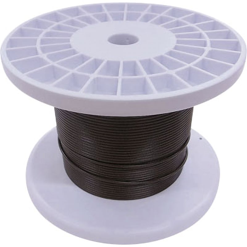 TSY20V-BK コーティングワイヤロープ ニッサチェイン 長さ100m 7×7縒り 黒色 荷重70kg ロープ径1.5mm 1巻 TSY20V-BK