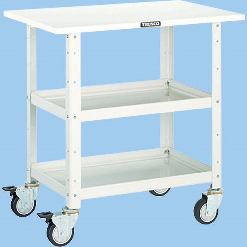 BDW-762TU-W バーディワゴン(ウレタンキャスター・天板付) TRUSCO 2段 ホワイト色