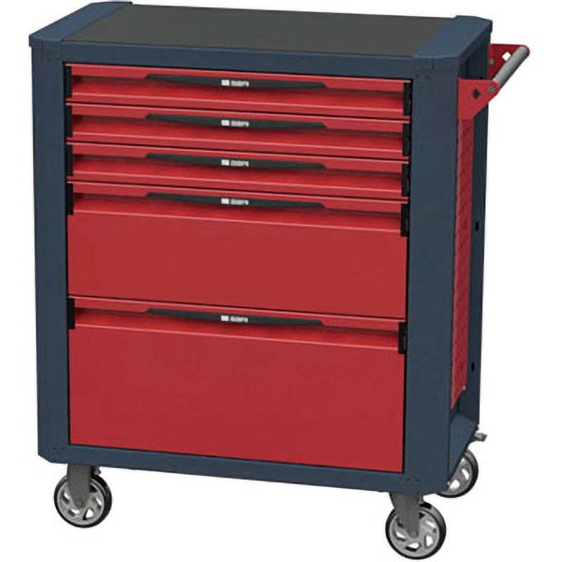 12500R キャビネットワゴン 12000 SORI レッド/ブラック色 均等荷重50kg ストッパーあり(×1) 5段 高さ1020mm間口850mm奥行470mm  12500R