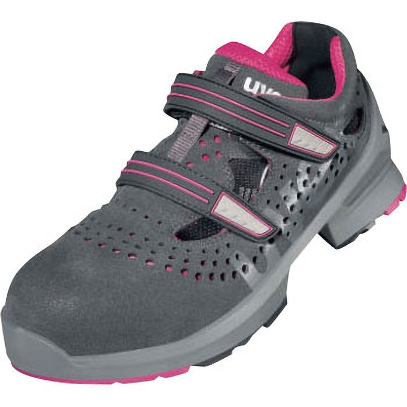 8560.5-40 レディース サンダル UVEX(ウベックス) マジックタイプ セーフティーシューズ グレー/ピンク色
