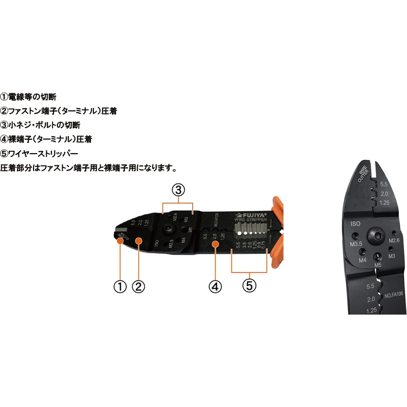 FA106 万能電工ペンチ 220mm 1丁 フジ矢 【通販モノタロウ】