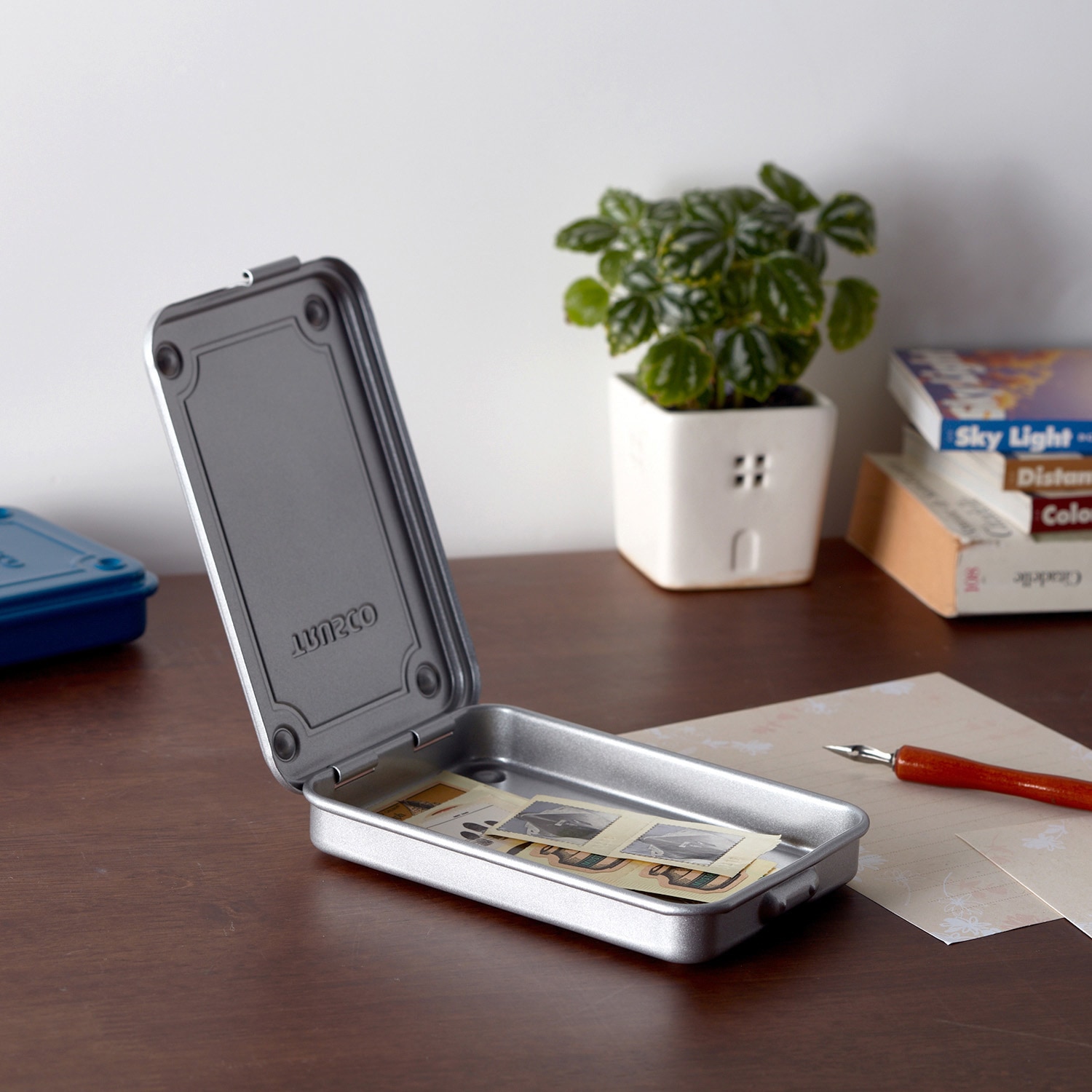 T-15SV トランク型工具箱 154X105X29 TRUSCO スチール シルバー色 T