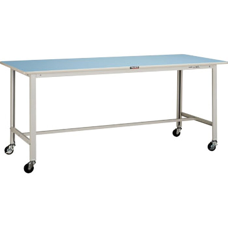 BOR-0960C75 BOR型軽量作業台 車輪付 TRUSCO リノリューム張製天板 荷重90kg ホワイト色 間口900mm奥行600mm高さ806mm  BOR-0960C75