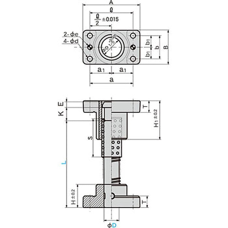 OJKP60-220 ボールガイドポストセット(固定ストッパ・ノック穴付・樹脂製ボールリテーナタイプ) タカノ 全長220mm