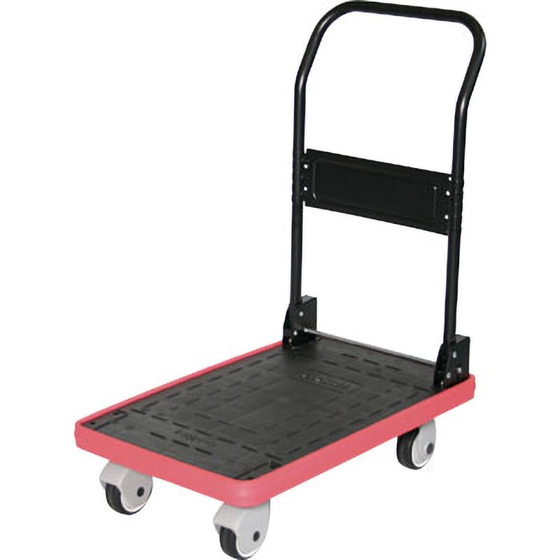 MKP-301P MKP樹脂製台車 折畳式 TRUSCO 折りたたみハンドルタイプ ゴム車輪 ブラック色 荷台寸法906×616mm