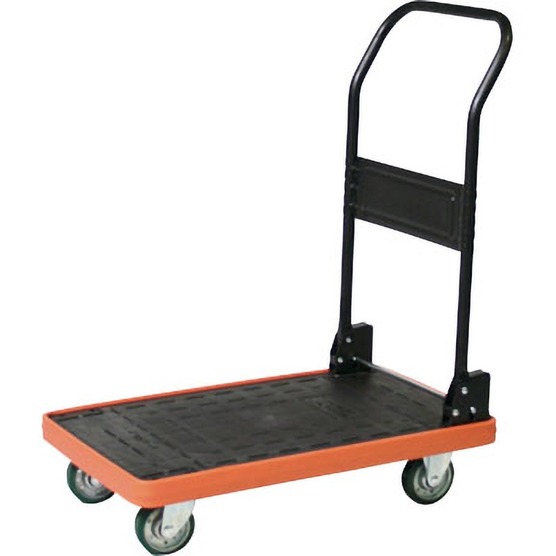 MKP-301U-B MKP樹脂製台車 折畳式 TRUSCO 折りたたみハンドルタイプ ウレタン車輪 ブルー色 荷台寸法906×616mm  MKP-301U-B