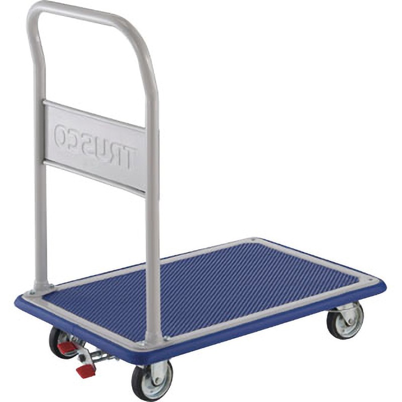 204NJKRS-4 ドンキーカート 片袖2段 4輪シングストッパー付 TRUSCO ゴム車輪 スチール製 荷重250kg 荷台寸法810×510mm  204NJKRS-4