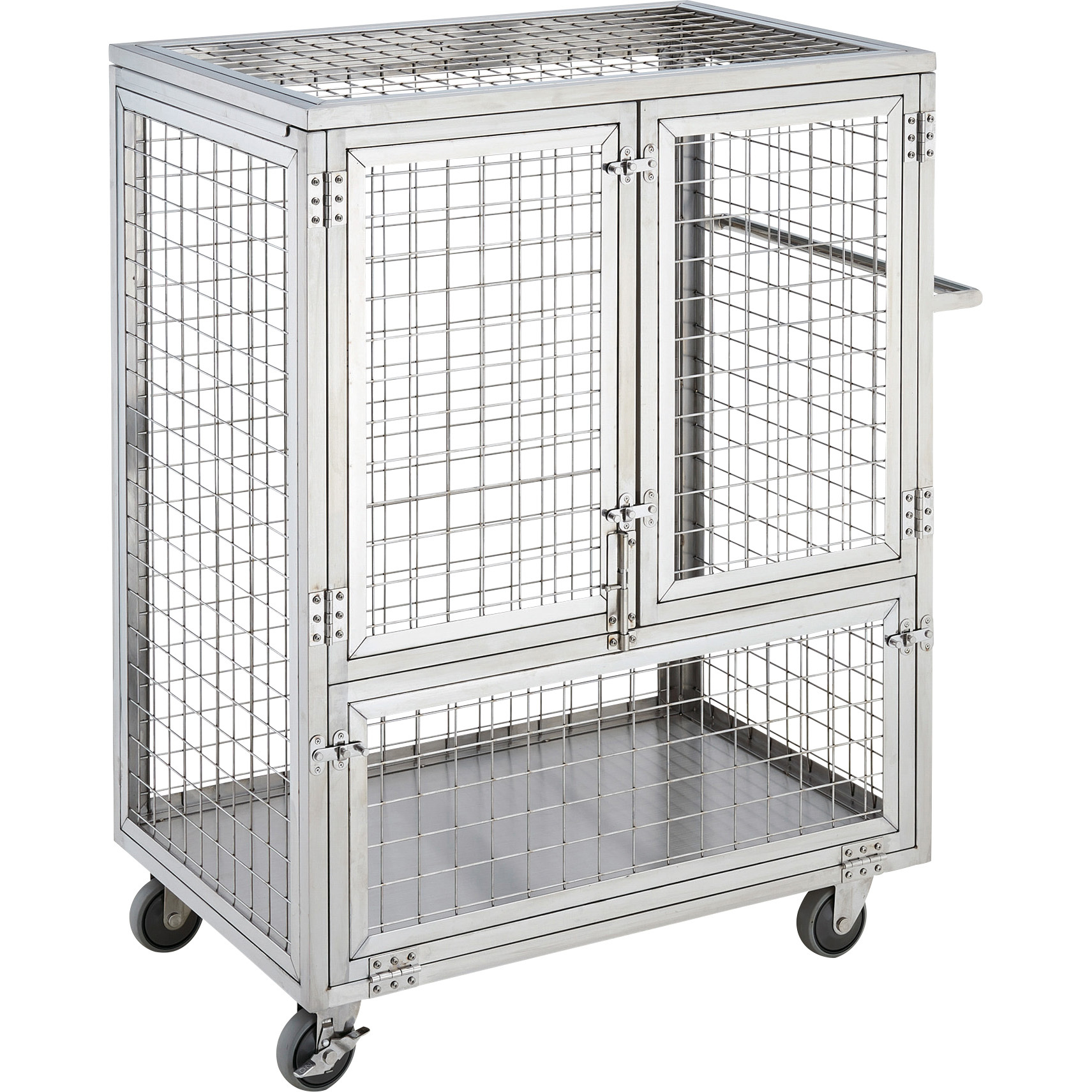 ステンレス製 厨房機器 フタ、台車付き保管庫 (引取り可） ステンレス