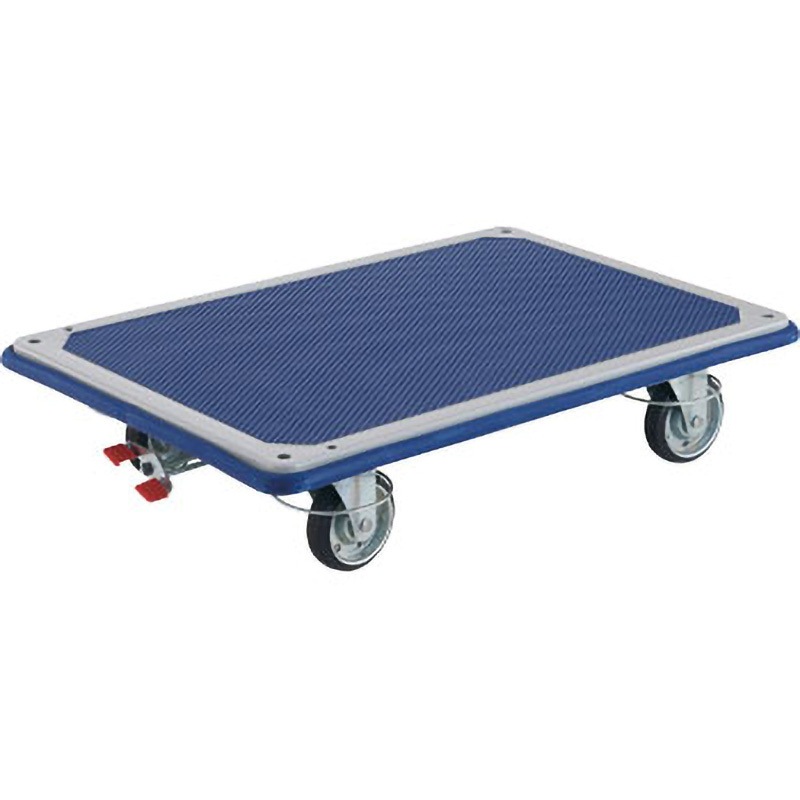 115NJRS-4 ドンキーカート 平台車 4輪自在リングストッパー付 TRUSCO フットブレーキ ゴム車輪 スチール製 ライトグレー色 荷台寸法740×480mm 1台 115NJRS-4 23,345円