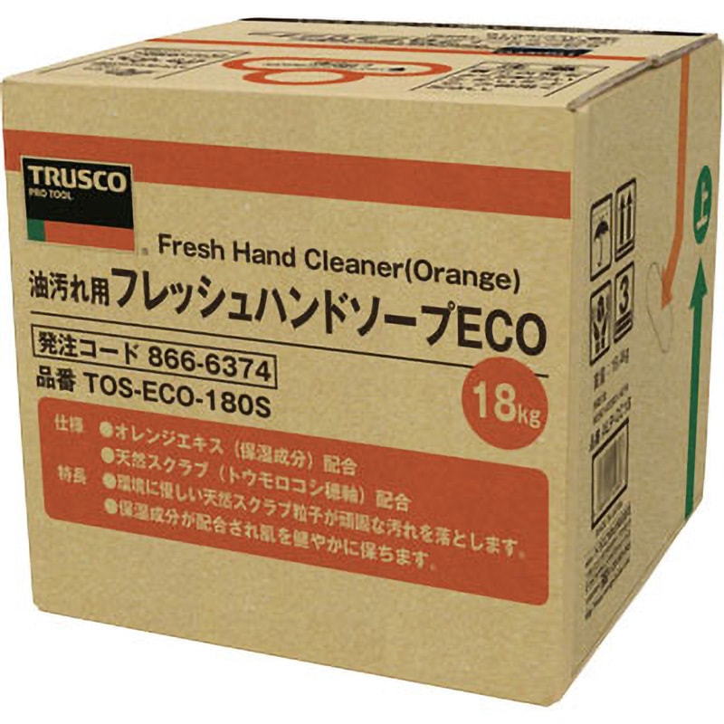 ■TRUSCO フレッシュハンドソープECO 18L 詰替 バッグインボックス〔品番:TOSECO180S〕【8666374:0】[店頭受取不可] TOS-ECO-180S フレッシュハンドソープ TRUSCO スクラブタイプ - 【通販