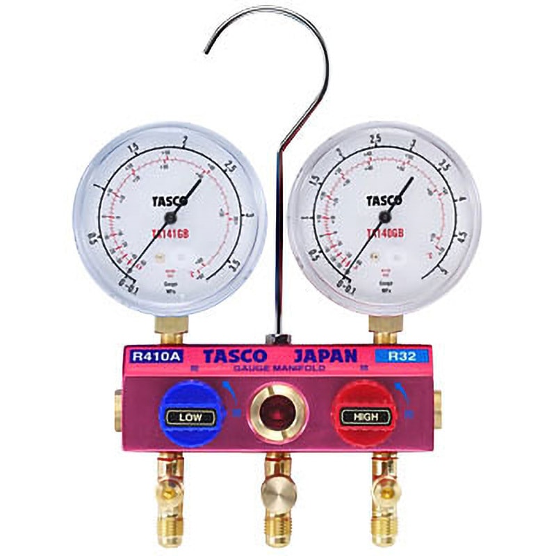 TA122GB R32・R410Aボールバルブ式ゲージマニホールド イチネンTASCO ゲージ径80mm  TA122GB