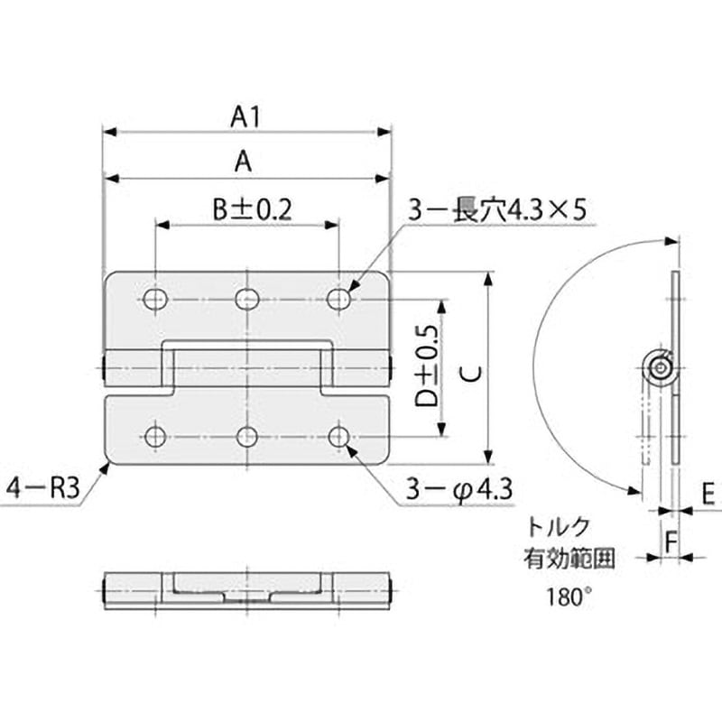 TH-165-2 フリーストップヒンジ(屋外型) 1個 栃木屋 【通販